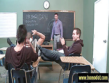 Big Boners At College.  Lollipop Massage In Gay Porn Video