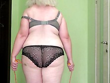Mature BBW MILF Jumping Rope Shaking Her Big Saggy Tits