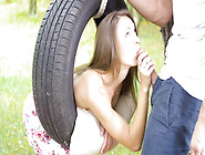 Celestial Stunner With Beautiful Eyes Sucks Thick Donger Outdoor