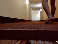 Scared sex into hotel hallway