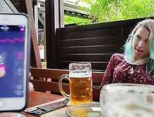 Remote cumming control of my Stepsister in bar !