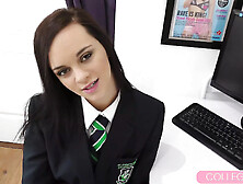 Brunette Lea Gurelin Rides Herself Silly On Your Wide Rod