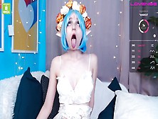 Blue Hair Ahegao Teenie Masturbate