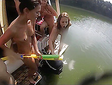 5 girls a GoPro and a boat house