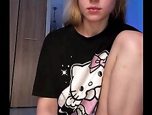 Fingering pink perfect cunt with massive dildo