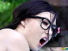 Sexy and extra small thin pornstar Mina Moon gets her first ever humongous dong