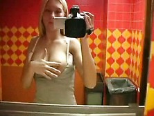 Blonde Girl Films Herself In Bathroom