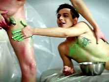 Fuckin' Wild Fuckfest Gets These Boys Splattered In Paint & Jizz