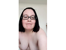 Wife strips in her blue summer dress showing off big breasts and ass