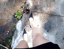 Joana V0Mit Cd Walking Outdoors Showing Gorgeous Legs