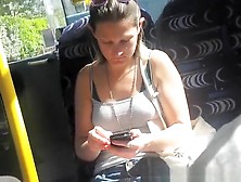 Girl in short jeans skirt upskirted (fake)
