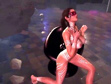 Sultry wild Lara Croft dancing stripped to get favour from idol of longing