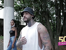50tinha - Street skank makes program with desperate tattooed husband for 50 reais | Nyusha and Matheus Castro