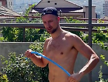 Hot gardener screws a twink hard on a swing with his large schlong