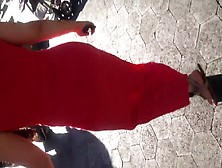 Tattoo on sexy Asian booty see thru dress