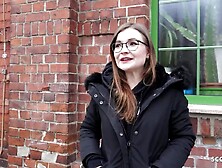 GERMAN SCOUT - German Petite glasses student Small Emily Pick Up and talk to Casting Screw