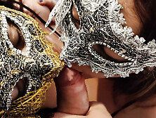 Cute Stepsisters Double Bj Dream Fulfilled.  Giant Cum-Shot in Mouth