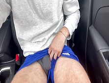 Horny Young Stud Jerks Off And Moans In His Car Until He Cums