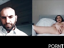 PornTaboos. com - Sexy Athena Faris' webcam pussy play teases her bald stud captive