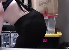 Chubby Goth Babe Shoplifts Before Banging Buff Shop Guard