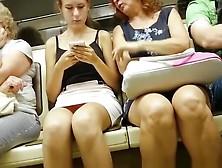 Teen And Her Mom Upskirted In The Subway