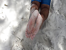 Public Beach Footjob Pov - Imagine Your Dick In Between My Male Soles And Feet - Manlyfoot Roadtrip