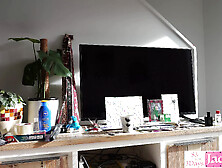 Blue lingerie gorgeous skank grinding and dancing on wang after sloppy bj