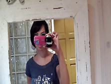 Outdoor sex session with breasty brunette hair