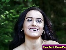 Outdoor Brit Cocksucking For Cum-Shot Facial