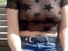 Public nudity and flashing in the city with HottPussy118's perky nipples on display