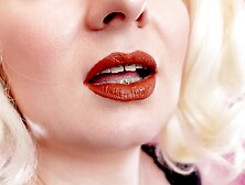 ASMR movie scene: lipstick, mesh gloves and sweetmeat