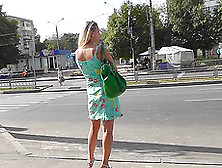 Hot amateur chick blonde being upskirted