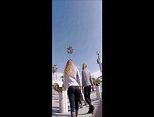 Candid Blonde Girl Big Ass In Black Spandex