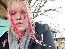 Bbw Babe takes a stroll and masturbates outside