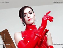 Sexy italian mistress in red latex