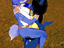 Star Fox Pokemon Star Fox Pokemon Furry Anime 3D Yiff- Krystal x Lucario Boobjob & Poked with cream-pie in his snatch and orgasm