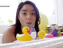 Teen's Cute Bubble Play Before Hot Sex