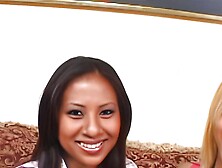 Naomi Marcella and Her Blonde Asian Friend Are Sharing a Big White Cock