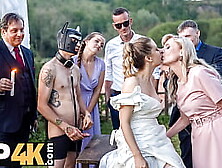 BRIDE4K.  Sexy bride with natural tits is having a kinky sex with a groom dressed up as a hound