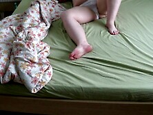 Home camera watches a mature wife fingering and cums in white panties before bed.  PAWG.