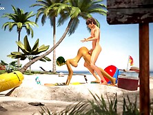 3Dgspot - Oily Beauty Gets Her Cunt Plowed At The Beach! 3D Animation!