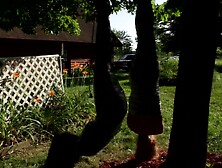 2 cuties duct tape mummies outdoors