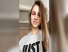 Hot teen fingers her ass on a live show