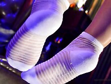 Female-Dominant feet in white socks closeups