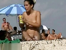 Couple split by Strangers on a nude beach