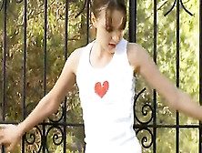 Skeletal Ivana Teen Playing In Backyard