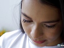 Emma Anturin is a slender Colombian teen who reads a porno