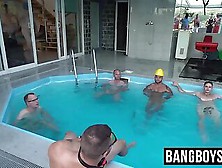 Huge Cock Rock Hard Hunks Group Bareback Fun By The Pool