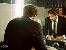 Small Tits American Milf Sucks Dick In The Bathroom