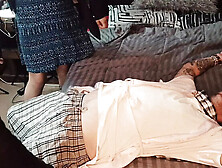 Hot 4some DP action with Sparowdox & MysticBella in hotel room - Petite tattooed babes take double penetration hard